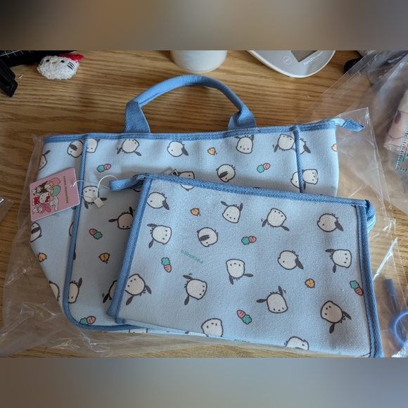Handbags - PURSE SET - Licensed Sanrio Pochacco Tote And Clutch